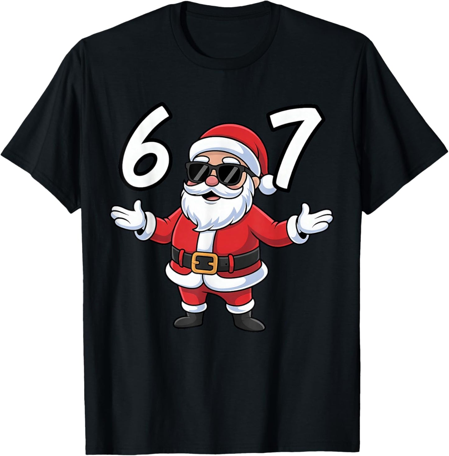67 Meme Six Seven Number 6 7 Santa Xmas Christmas T-Shirt - T-Shirt | Black