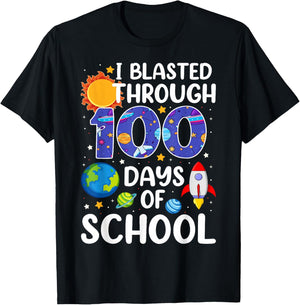 I Blasted Through 100 Days Of School Space 100 Days Smarter T-Shirt - T-Shirt | Black