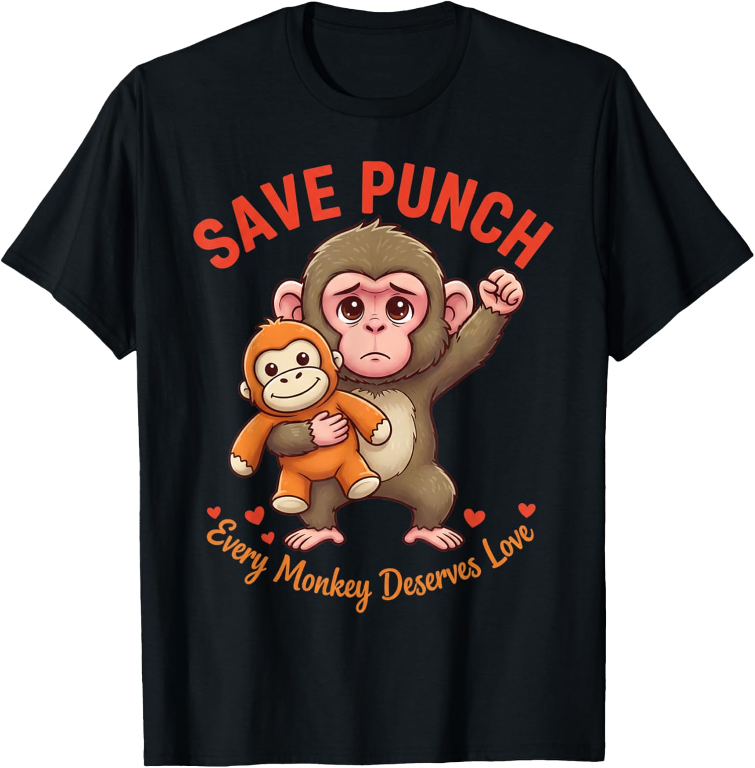 Save Punch Every Monkey Deserves Love T-Shirt - T-Shirt | Black