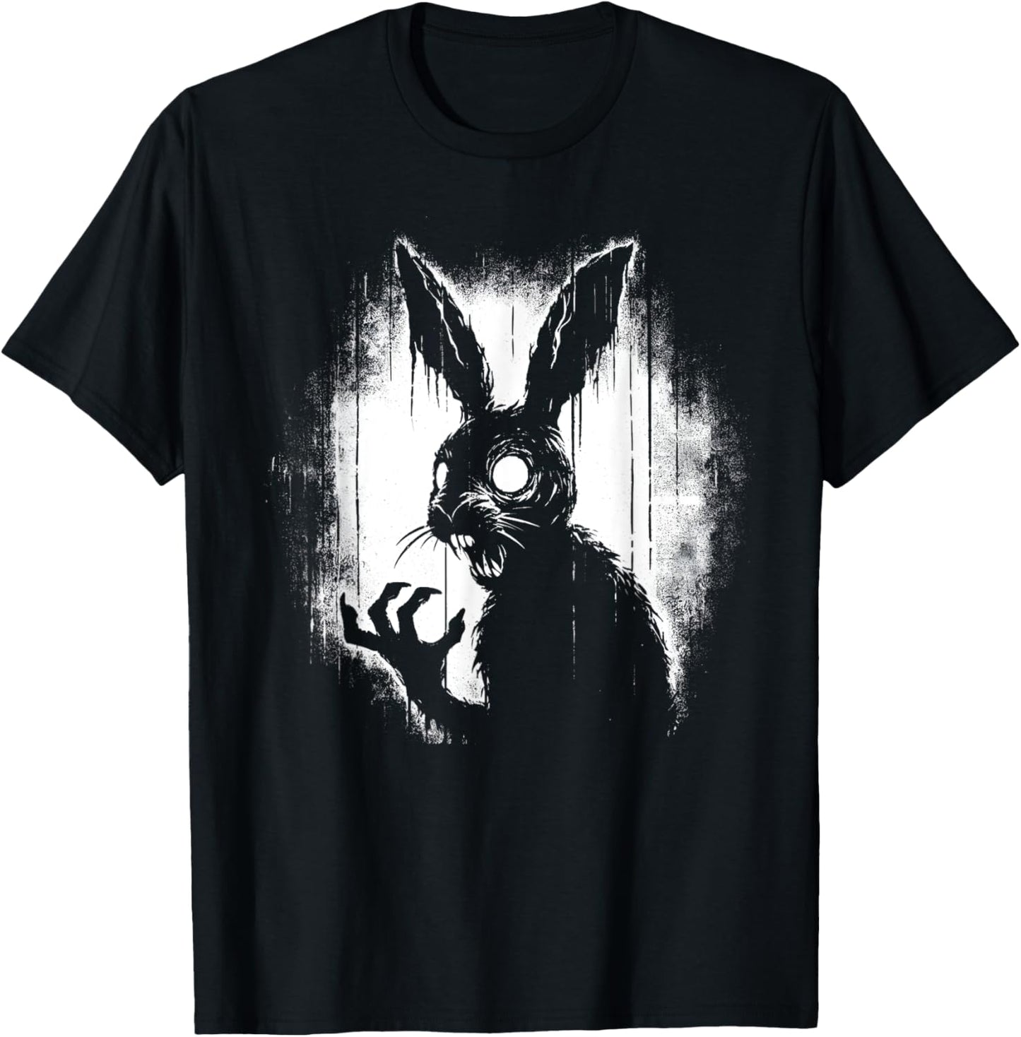 Creepy Goth Rabbit, Horror Bunny, Weirdcore Rabbit T-Shirt - T-Shirt | Black