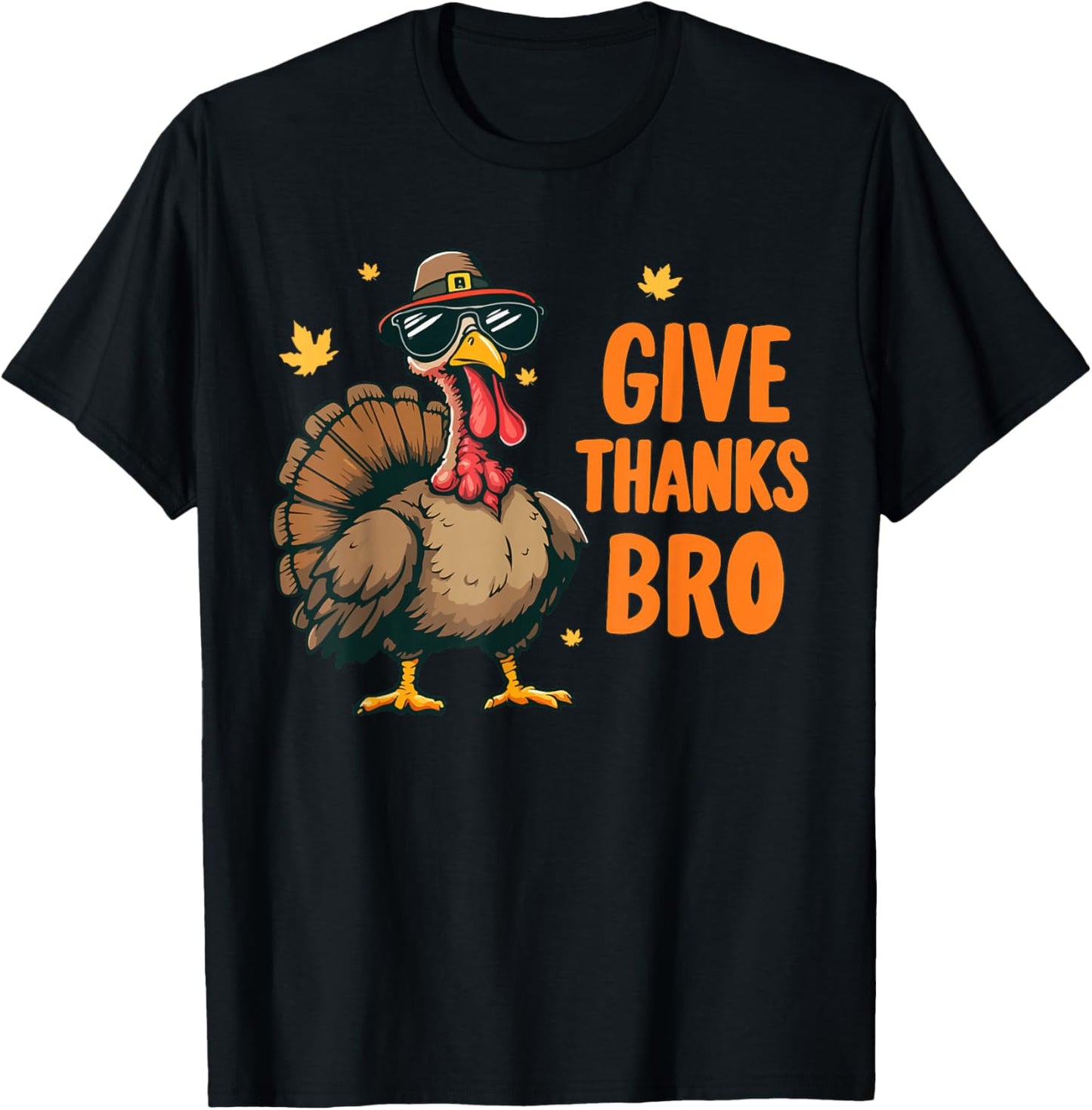 Give Thanks Bro Turkey Thanksgiving Boys Thankful Kids T-Shirt - T-Shirt | Black