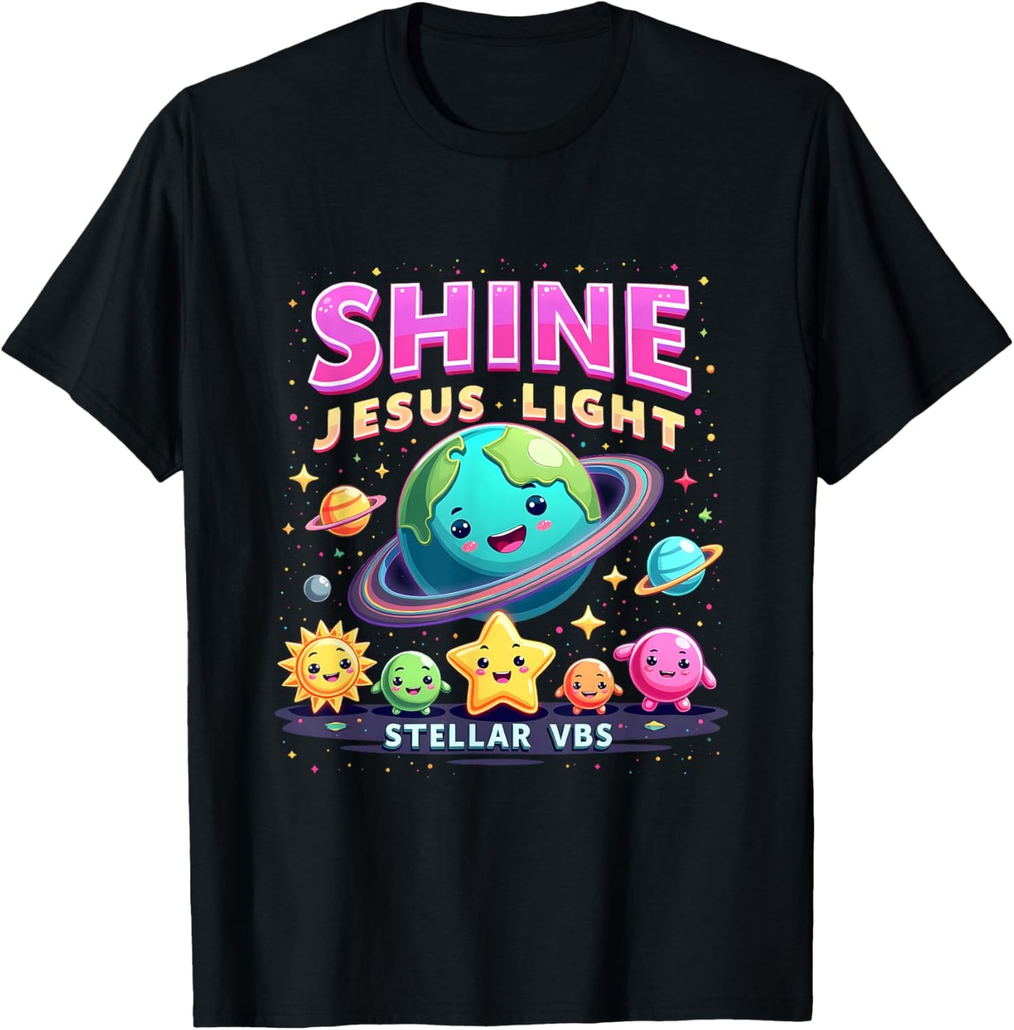 VBS 2025 Jesus Vacation School Camp Christian Stellar Space T-Shirt - T-Shirt | Black