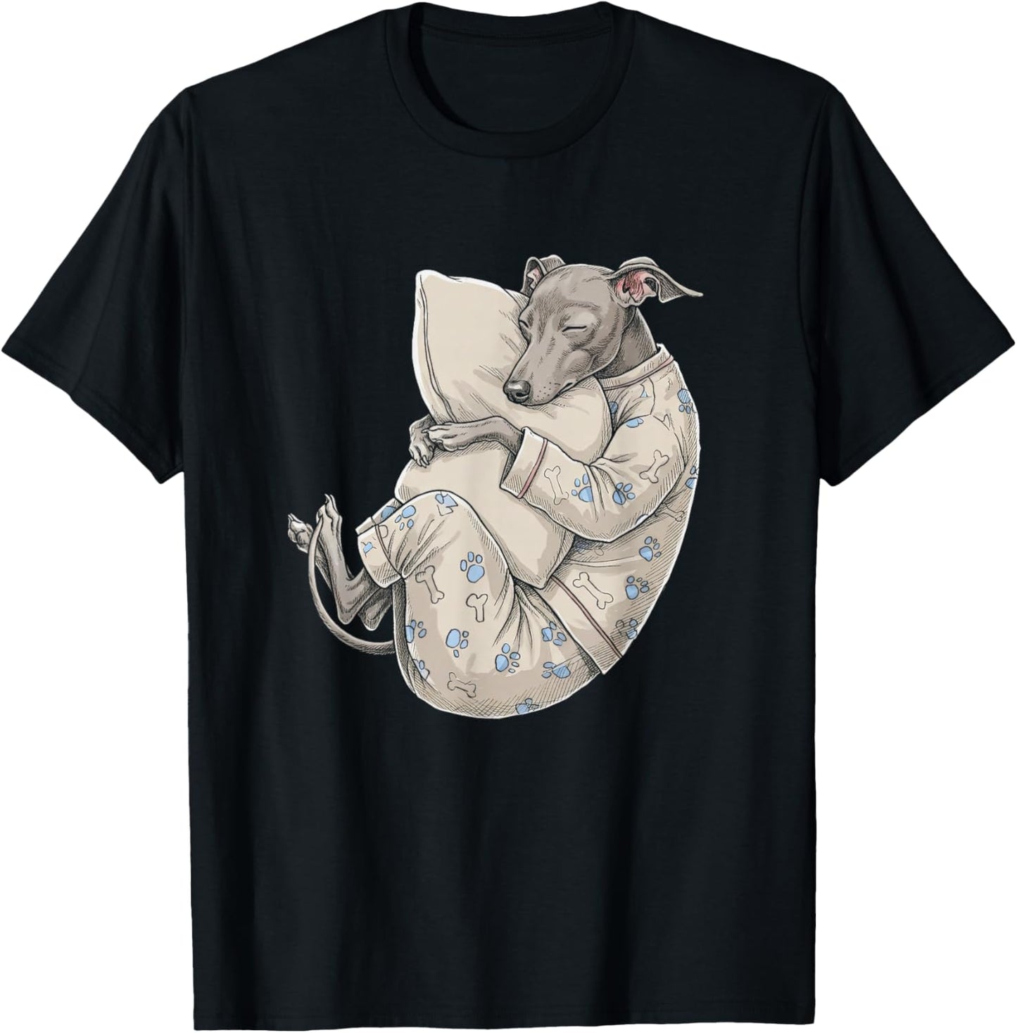 Funny Sleepy Italian Greyhound Pajama Men Women Kids T-Shirt - T-Shirt | Black