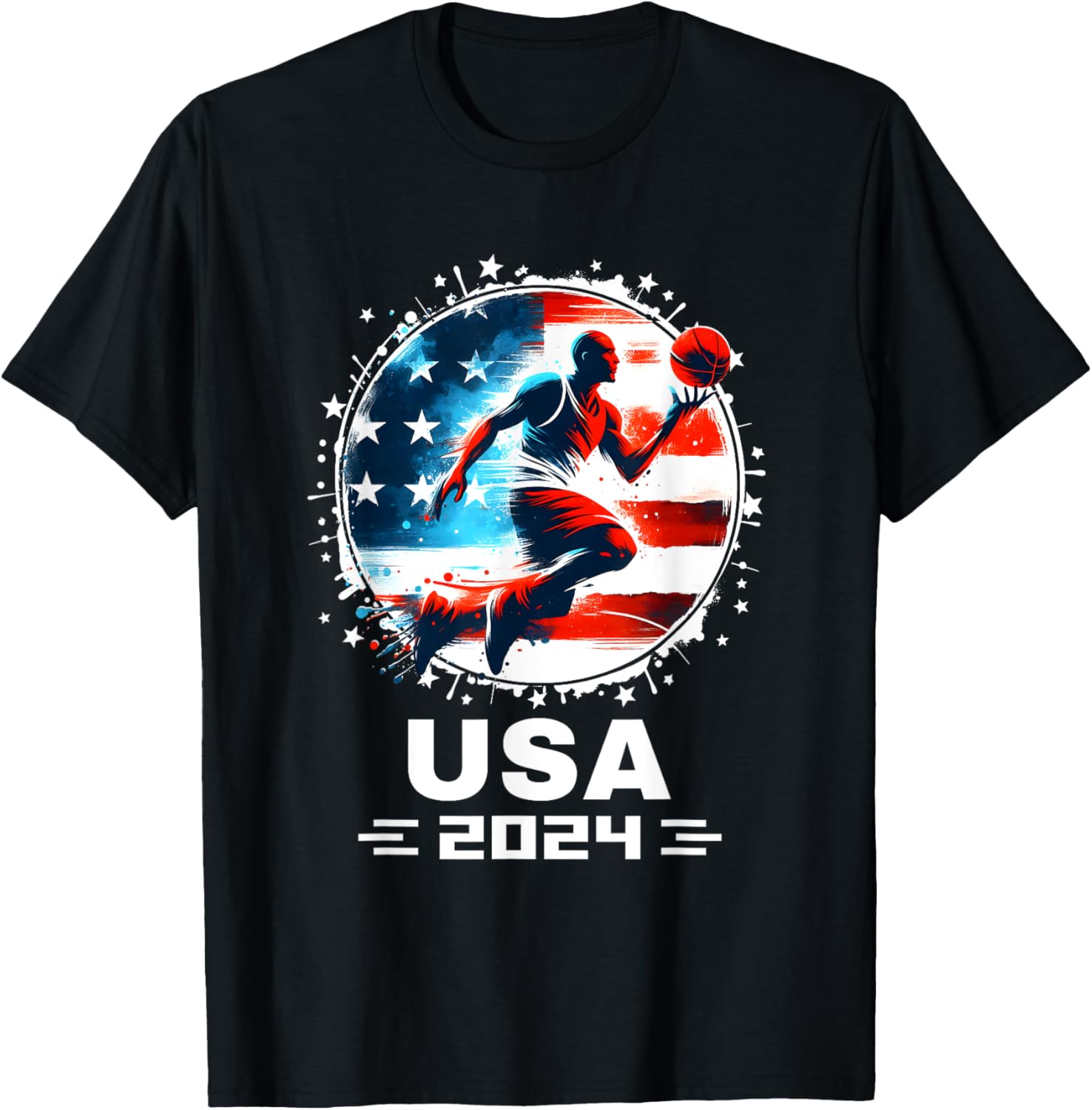 USA Team 2024 Basketball Shirt 2024 Basketball Apparel 2024 T-Shirt - T-Shirt | Black