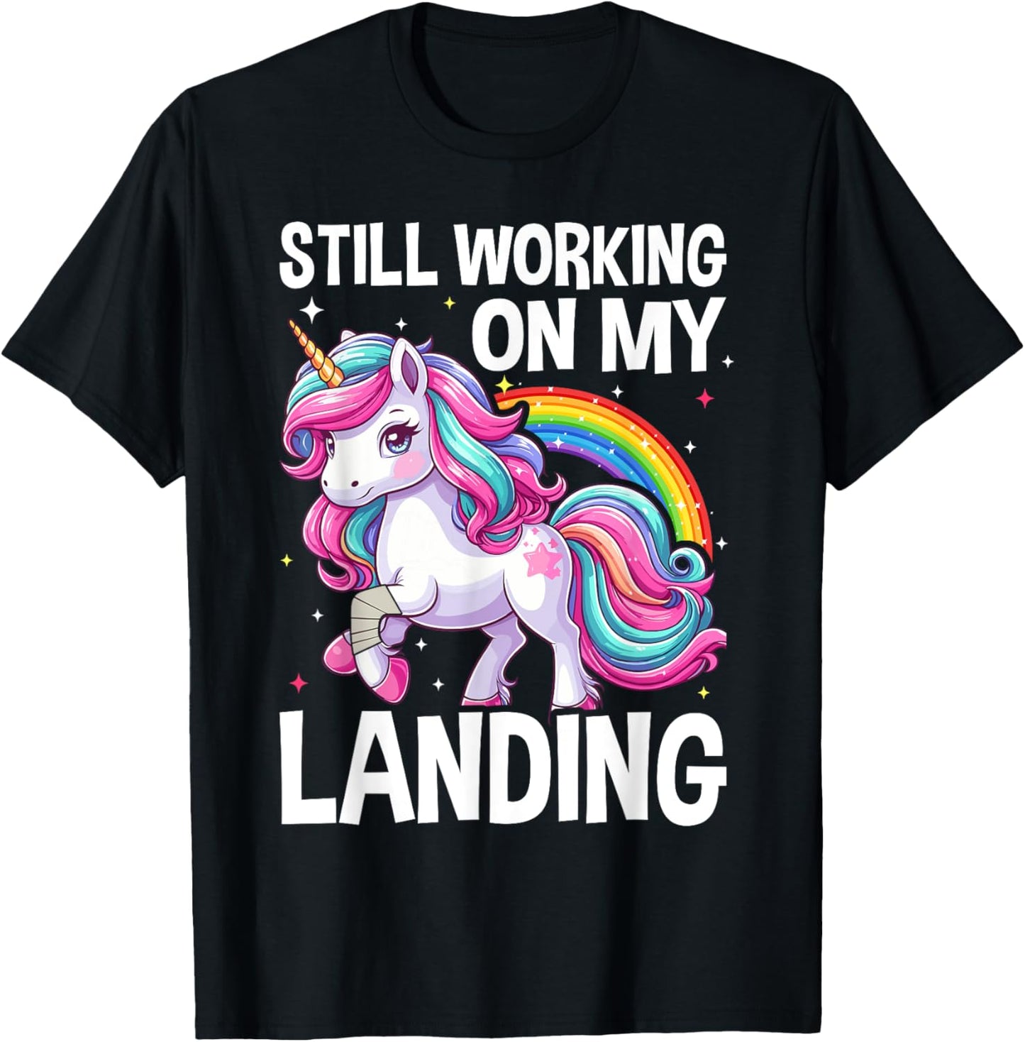 Still Working On My Landing Injury Broken Arm Cute Unicorn T-Shirt - T-Shirt | Black