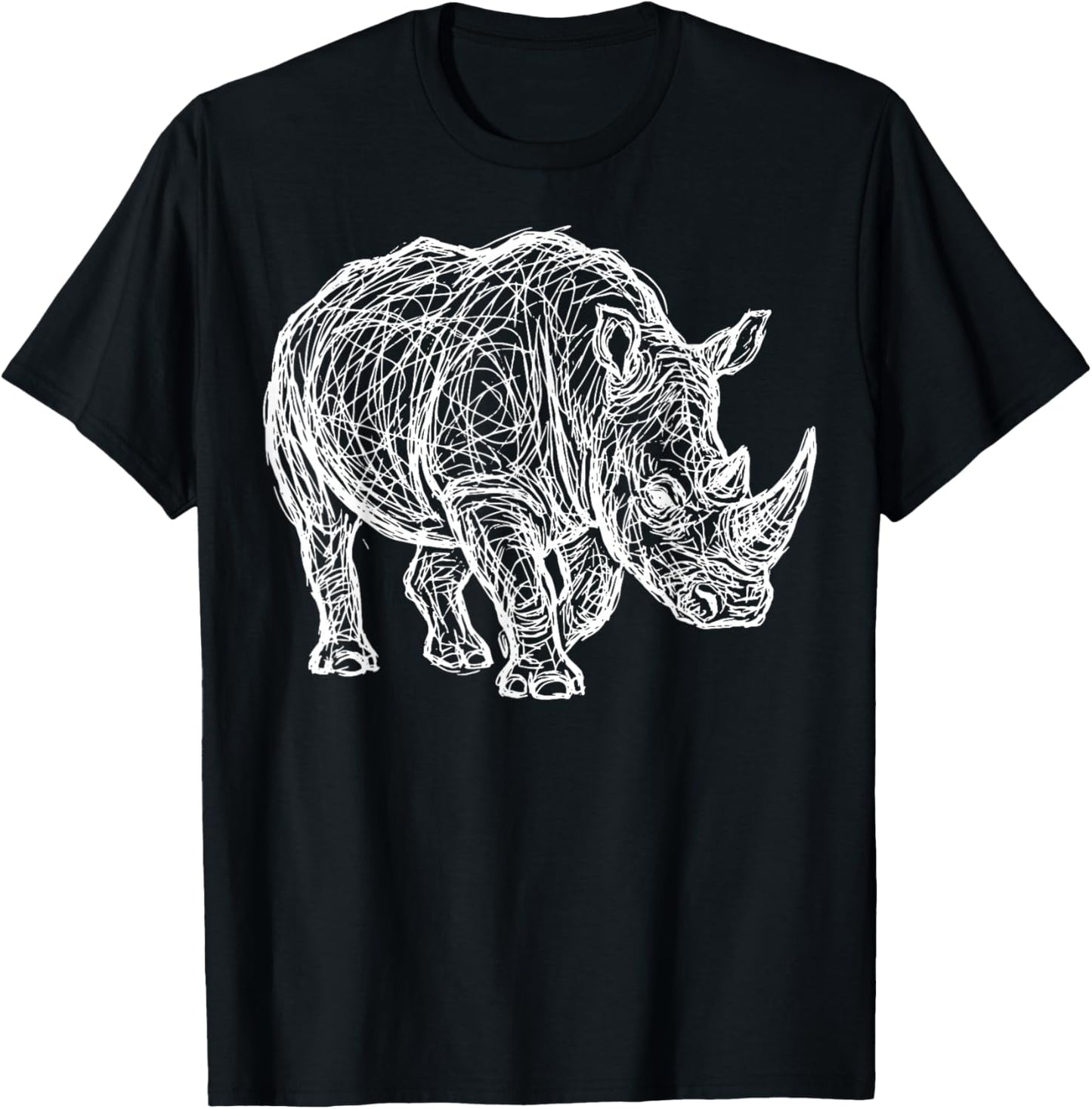 Rhinoceros Line Art Rhino T-Shirt - T-Shirt | Black