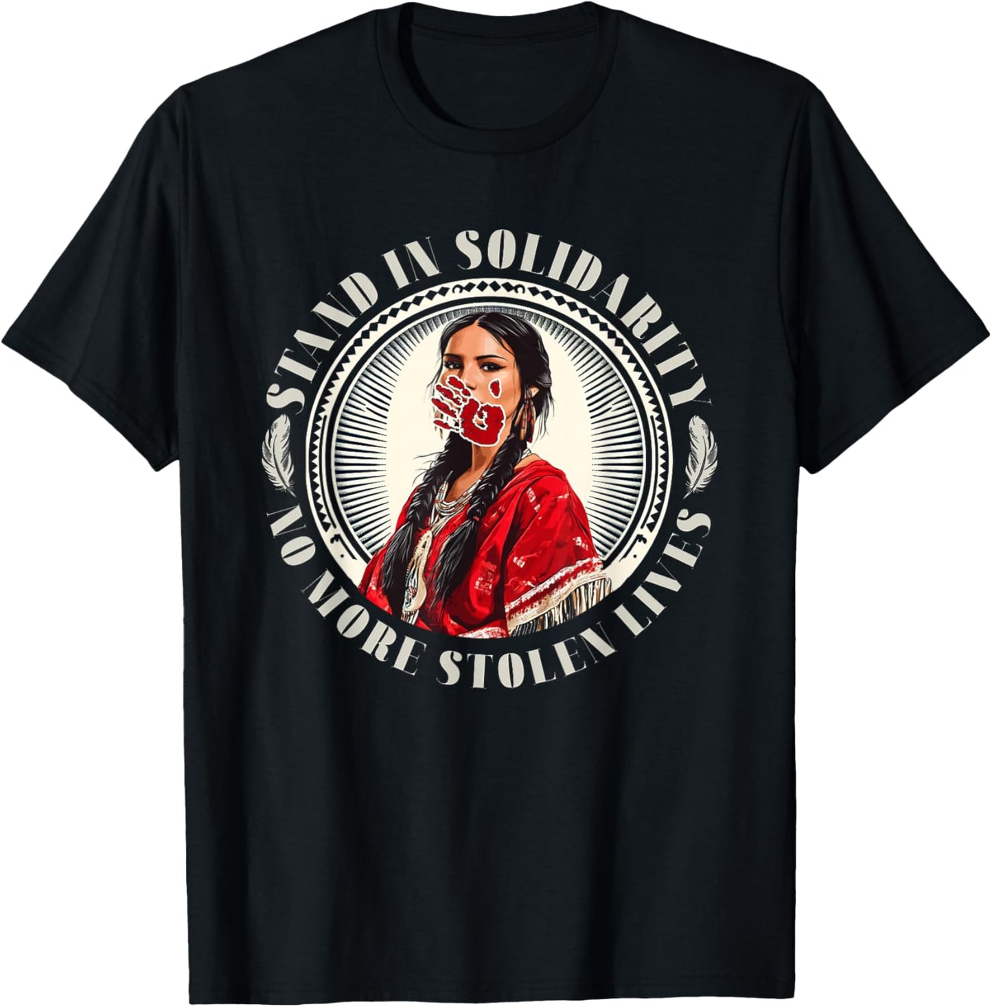 MMIW Awareness Indigenous Women Stolen Sisters Native Art T-Shirt - T-Shirt | Black