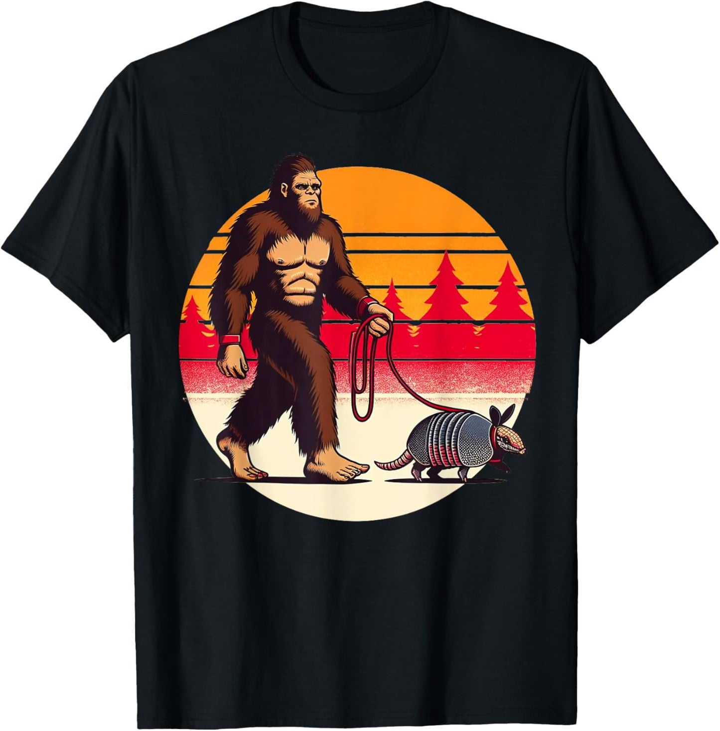Armadillo-Shirt Bigfoot Walking Armadillos Funny Men Dad T-Shirt - T-Shirt | Black