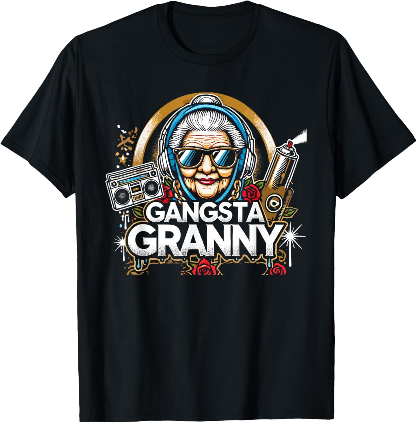 Emo Gangsta Granny Gangster Grandmother Grandma Grammy T-Shirt - T-Shirt | Black