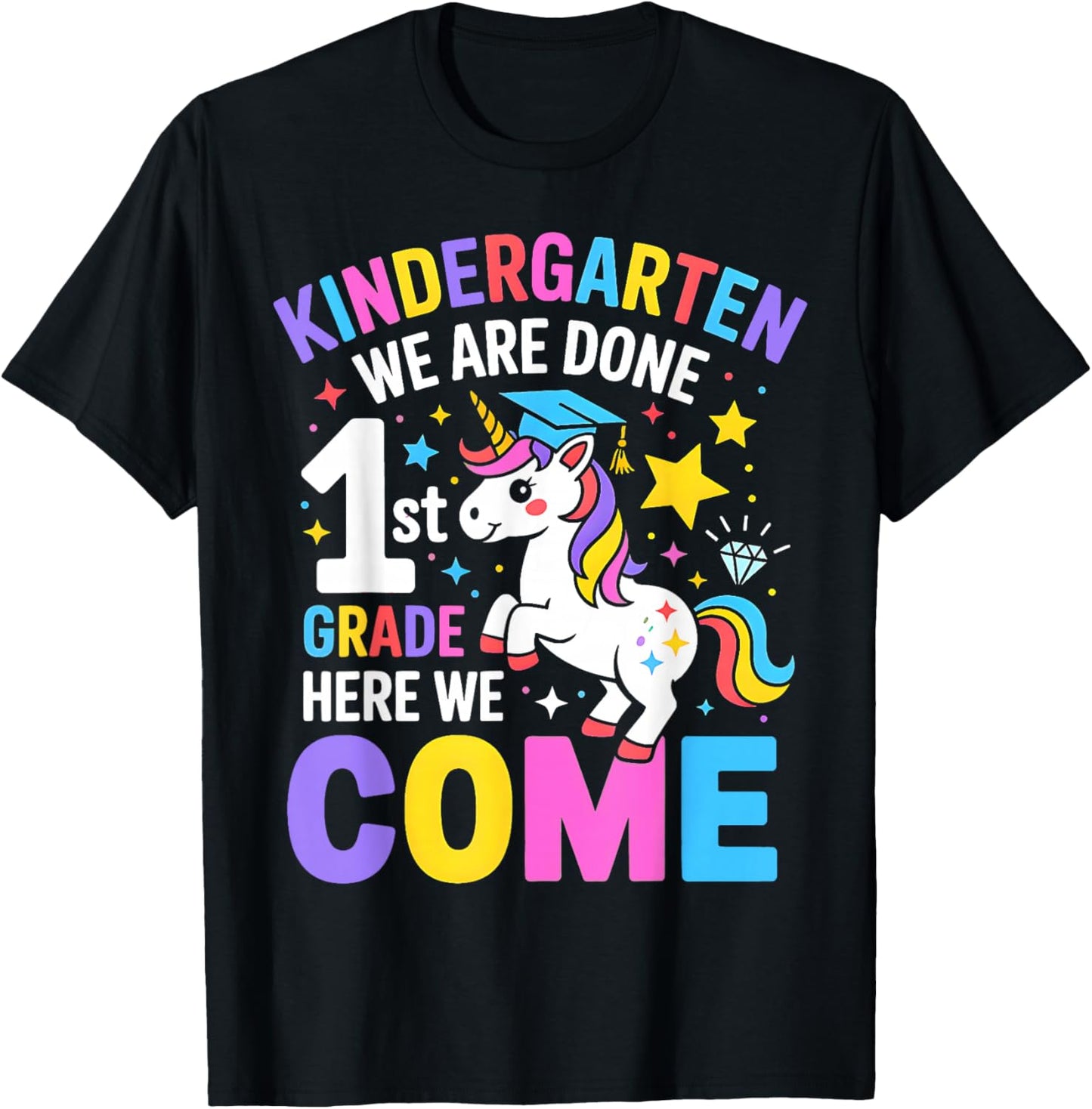 Kindergarten Graduation Cute Unicorn Girls Class of 2026 T-Shirt - T-Shirt | Black