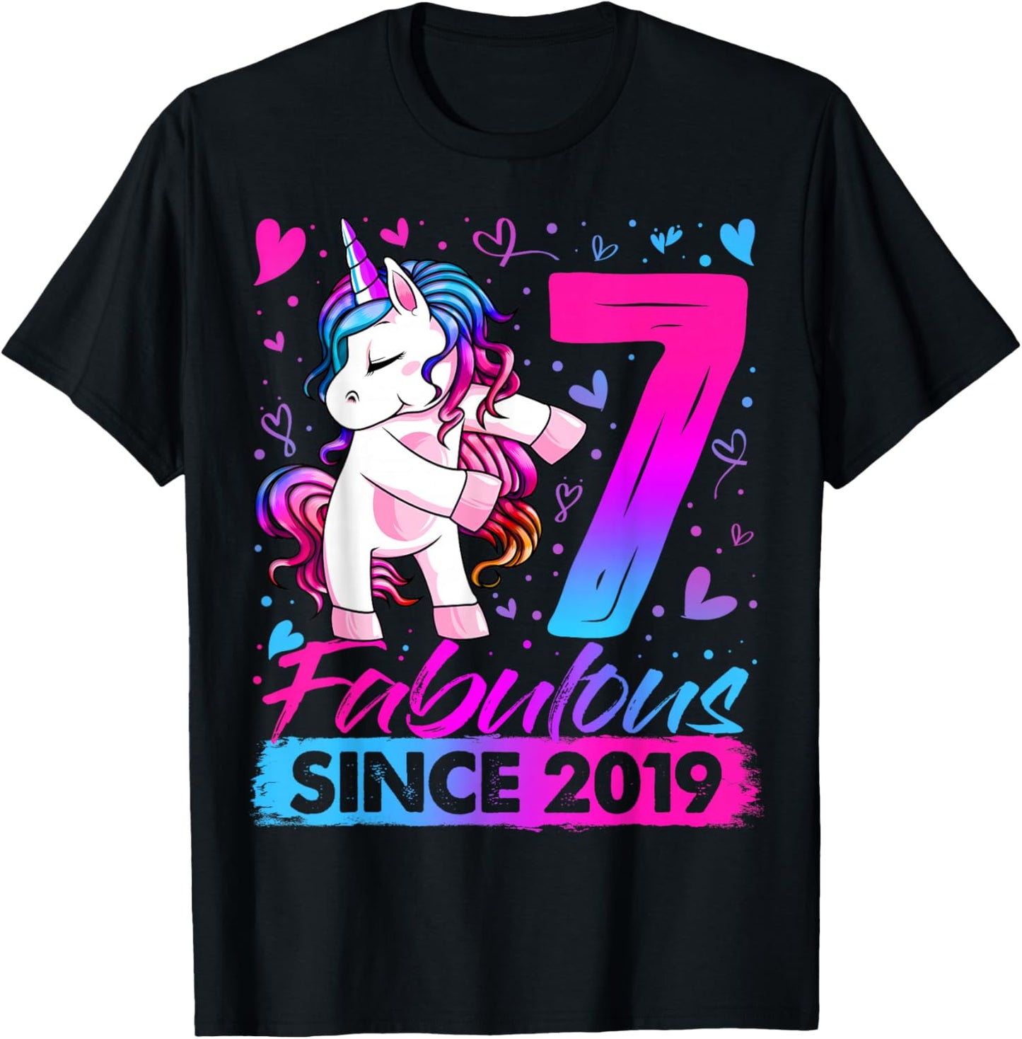 7th Birthday Shirt Girl 7 Year Old Gifts 7 Birthday Girl T-Shirt - T-Shirt | Black