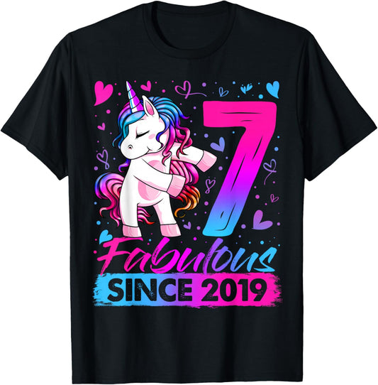 7th Birthday Shirt Girl 7 Year Old Gifts 7 Birthday Girl T-Shirt - T-Shirt | Black