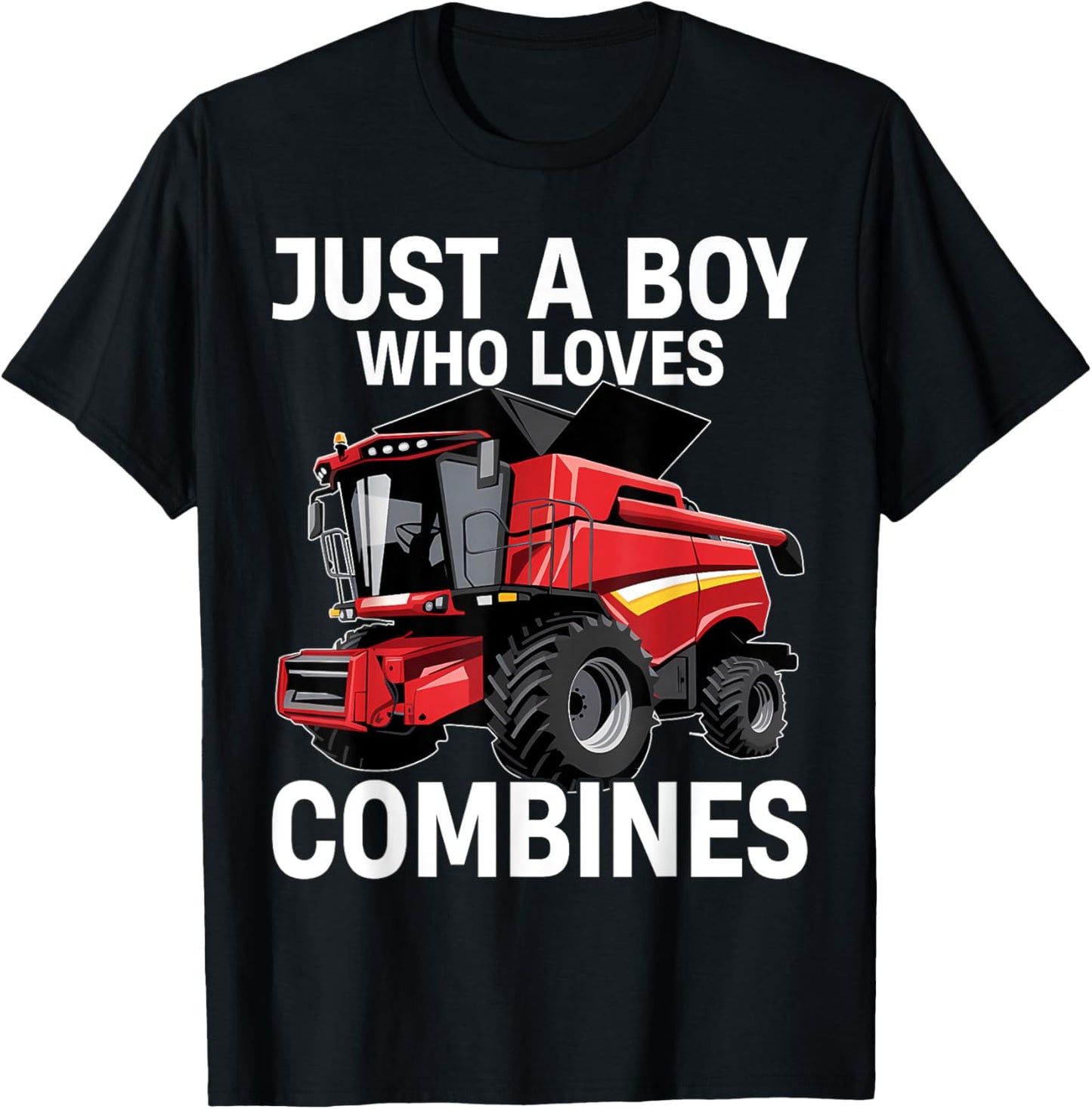 Just a Boy Who Loves Combines, Red Combine Harvester T-Shirt - T-Shirt | Black
