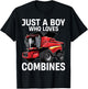 Just a Boy Who Loves Combines, Red Combine Harvester T-Shirt - T-Shirt | Black