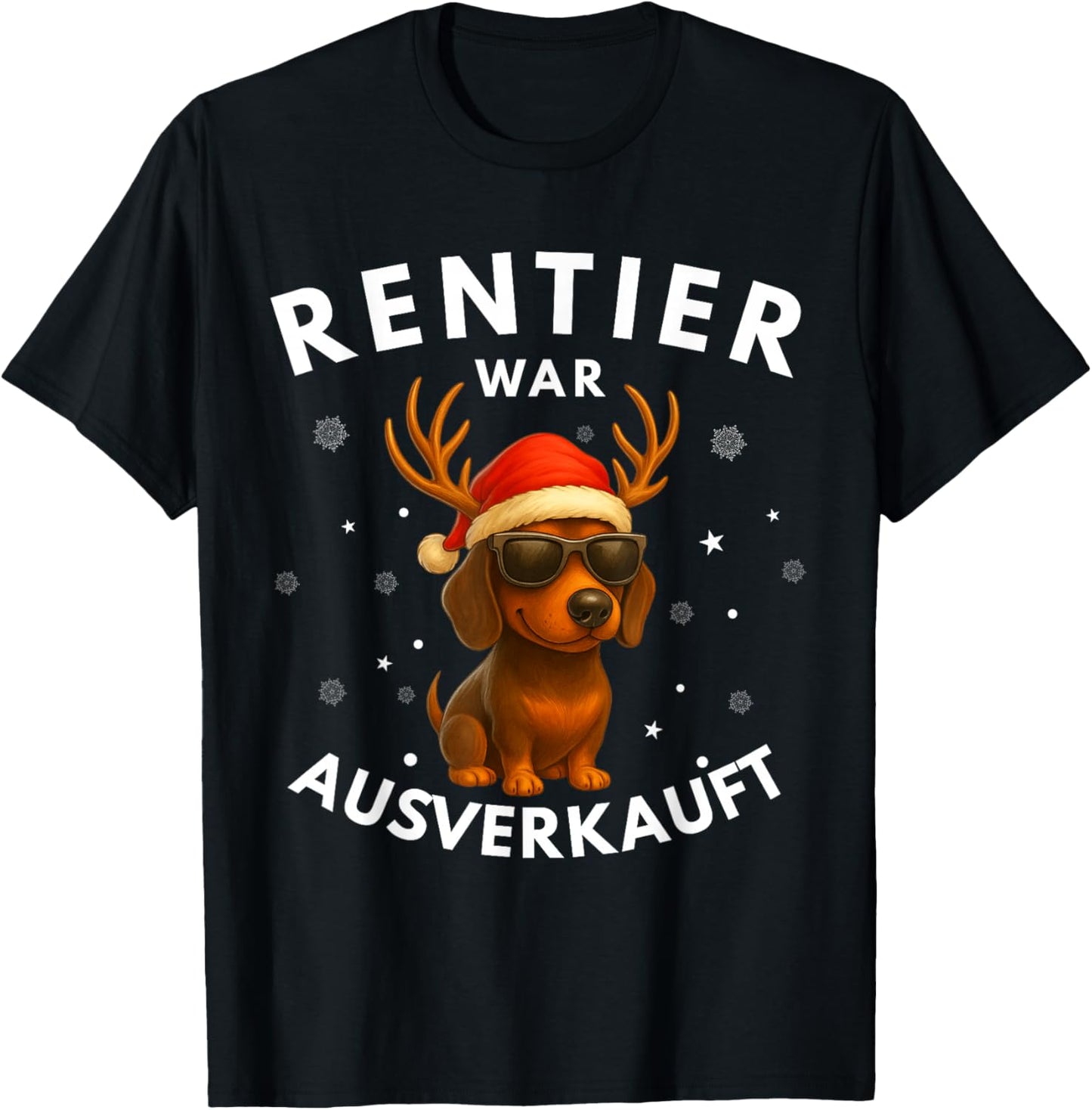 Reindeer War Ausverkauft Dachshund Christmas Funny T-Shirt - T-Shirt | Black