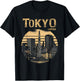 Tokyo Skyline Tower Woodblock Japanese Style Art Japan T-Shirt - T-Shirt | Black