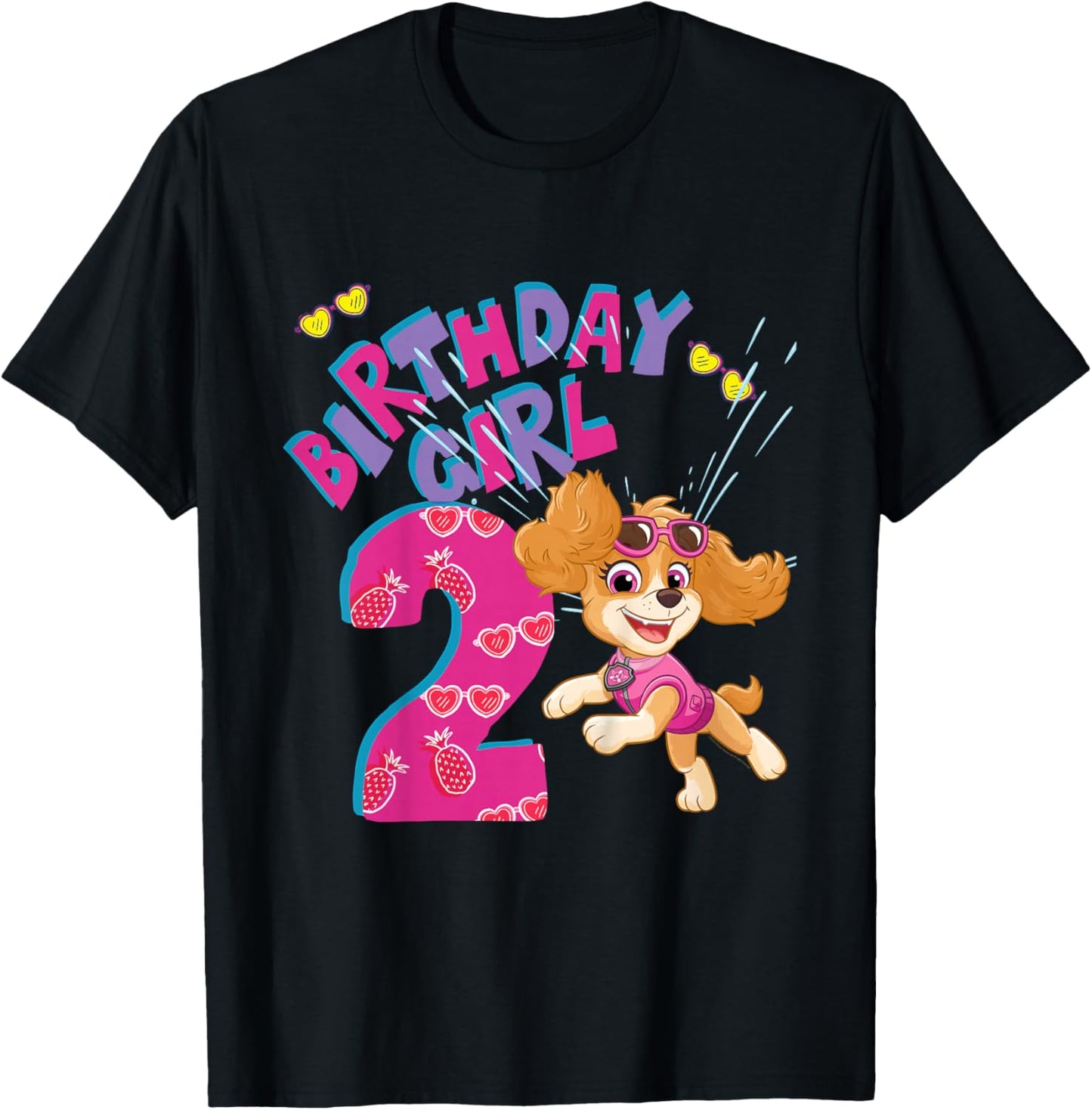 Official Paw Patrol Skye Jumping Birthday Girl Age 2 T-Shirt - T-Shirt | Black