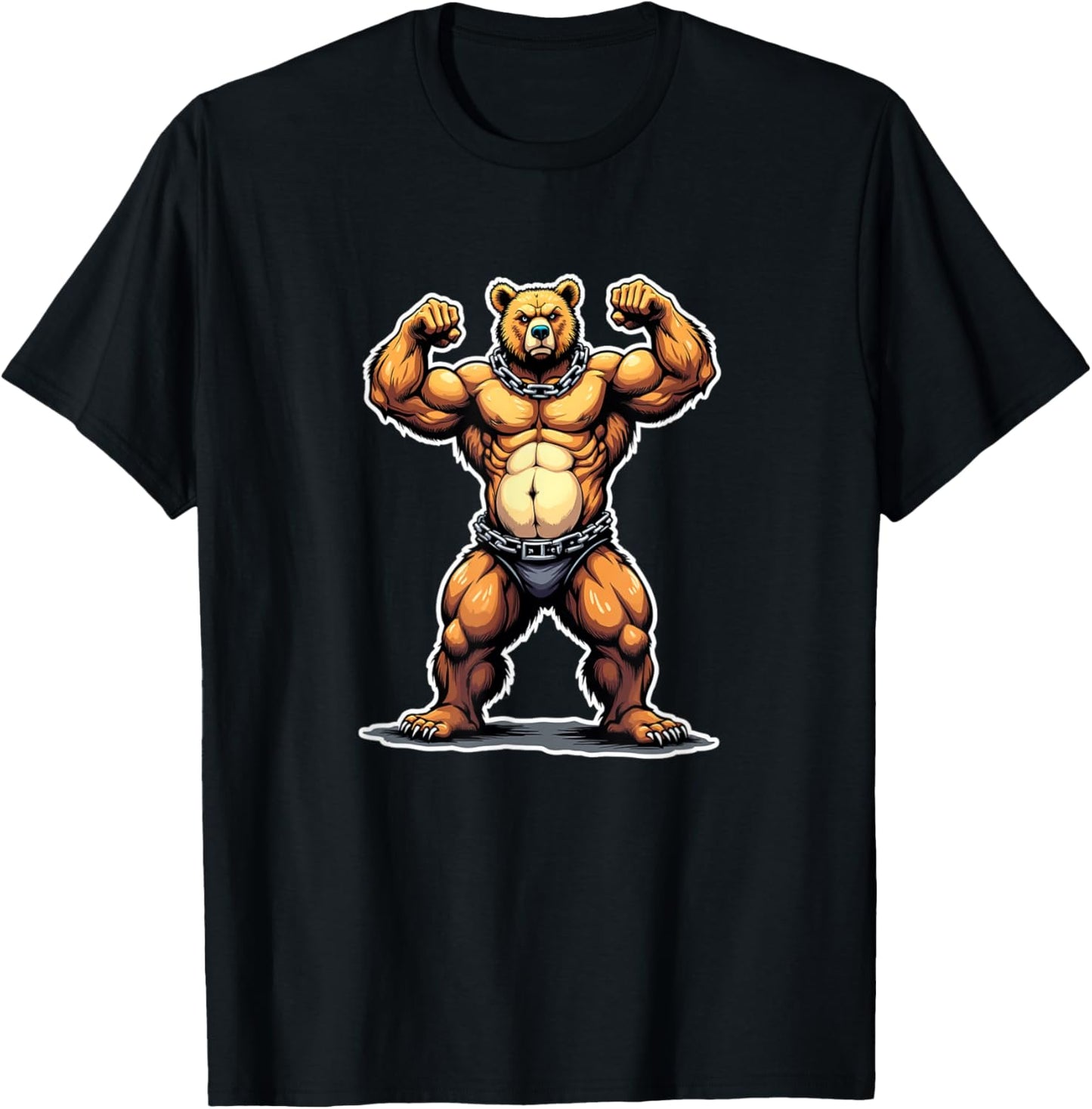 I Love Muscle Bear Funny Gay Daddy Leather Pride Vintage T-Shirt - T-Shirt | Black