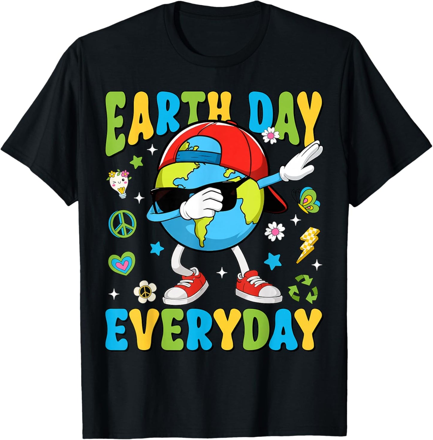 Earth Day Everyday Funny Dabbing Planet Toddler Kids Boys T-Shirt - T-Shirt | Black