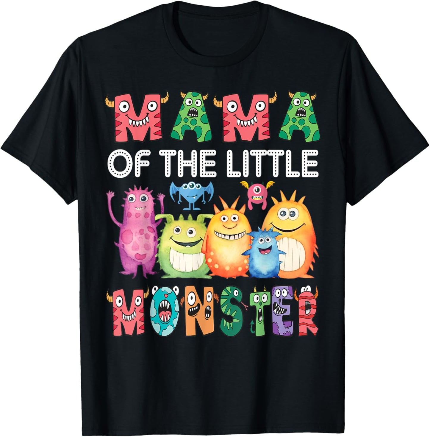 Mama Of The Little Monster Kids 1St Birthday Party T-Shirt - T-Shirt | Black