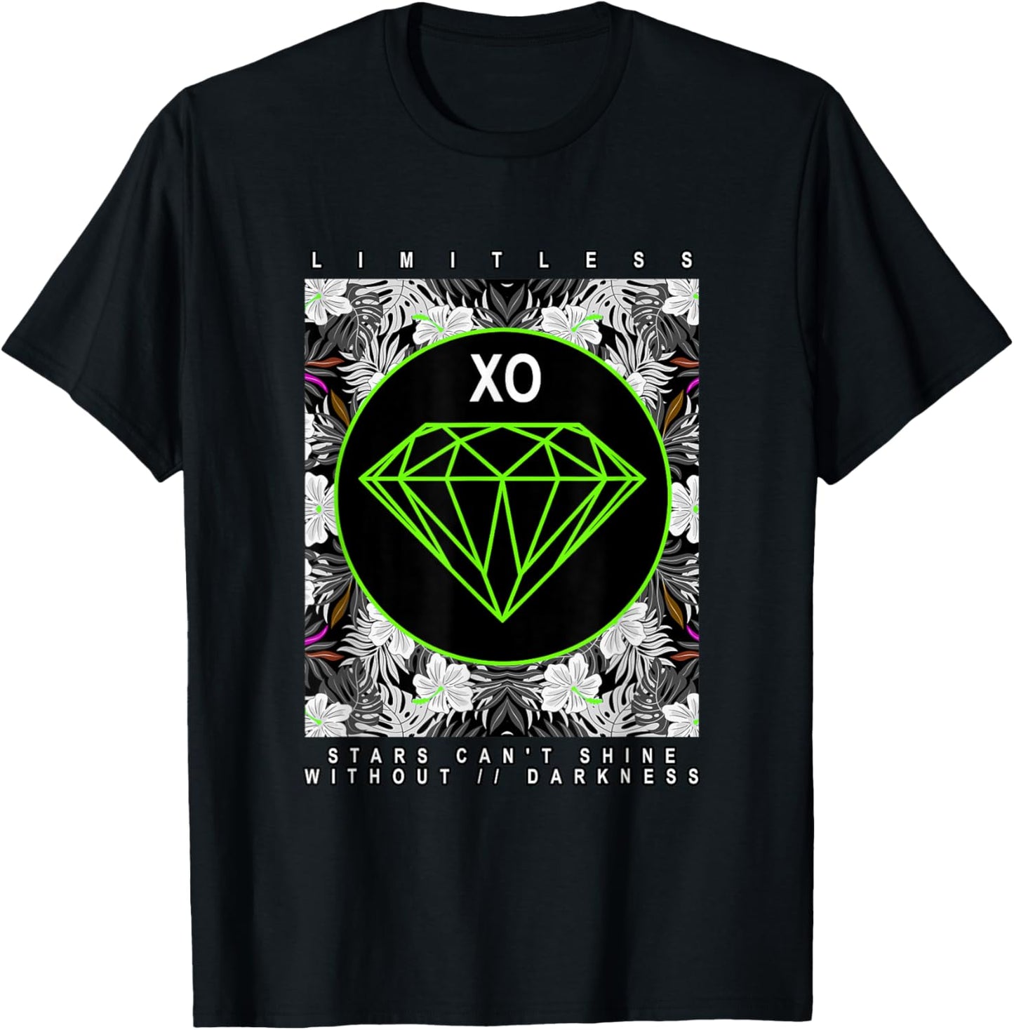 Green Color Diamond in The Dark Green Graphic T-Shirt - T-Shirt | Black