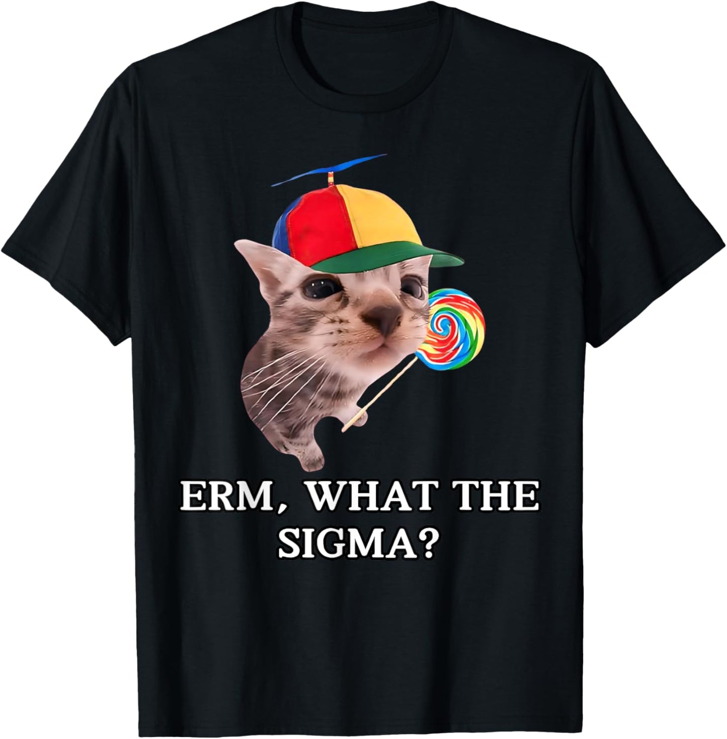Erm What Sigma Cat Meme Funny Memes Internet Memes Joke T-Shirt - T-Shirt | Black