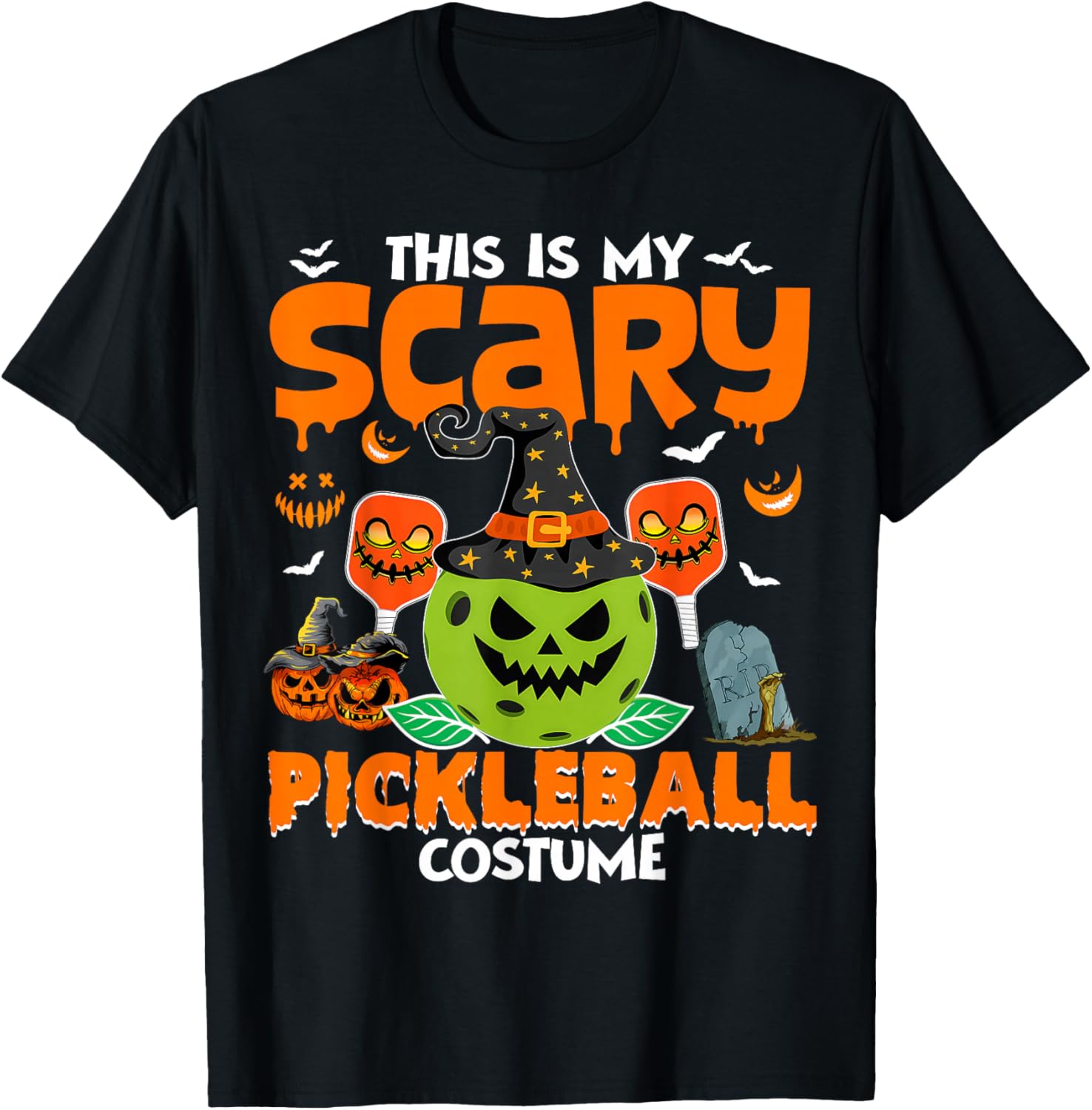 This is My Scary Pickleball Costume Pickleball Halloween T-Shirt - T-Shirt | Black