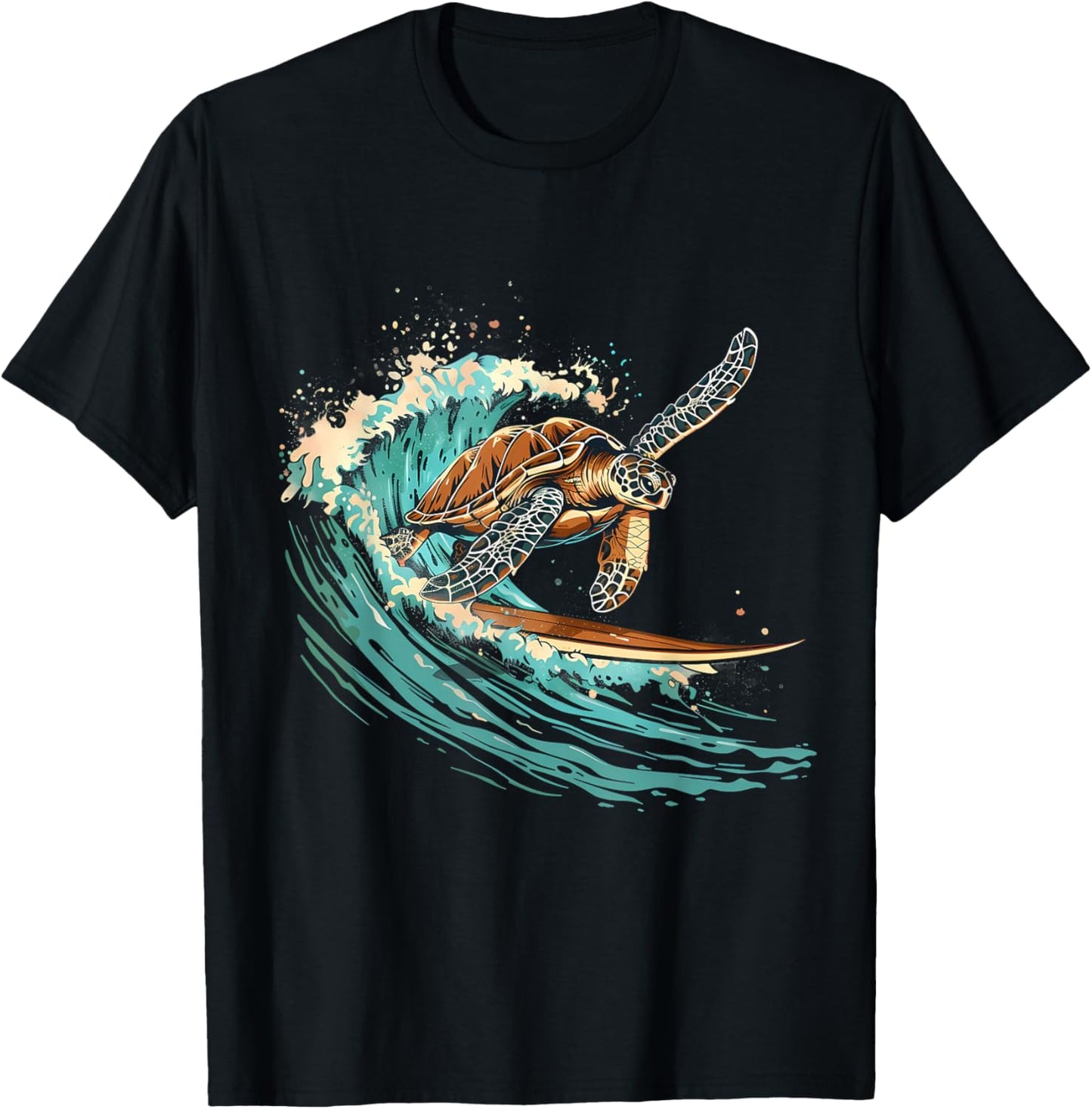 Sea Turtle Surfing Ocean Sea Turtle Ocean Sea Animal Lover T-Shirt - T-Shirt | Black