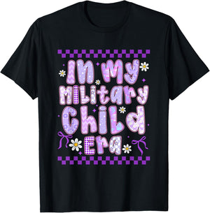 in My Military Child Era Coquette Bow Purple Up for Military T-Shirt - T-Shirt | Black