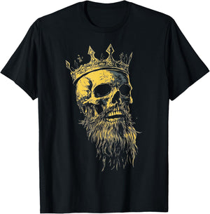 King Crown Skeleton Head with Beard T-Shirt - T-Shirt | Black