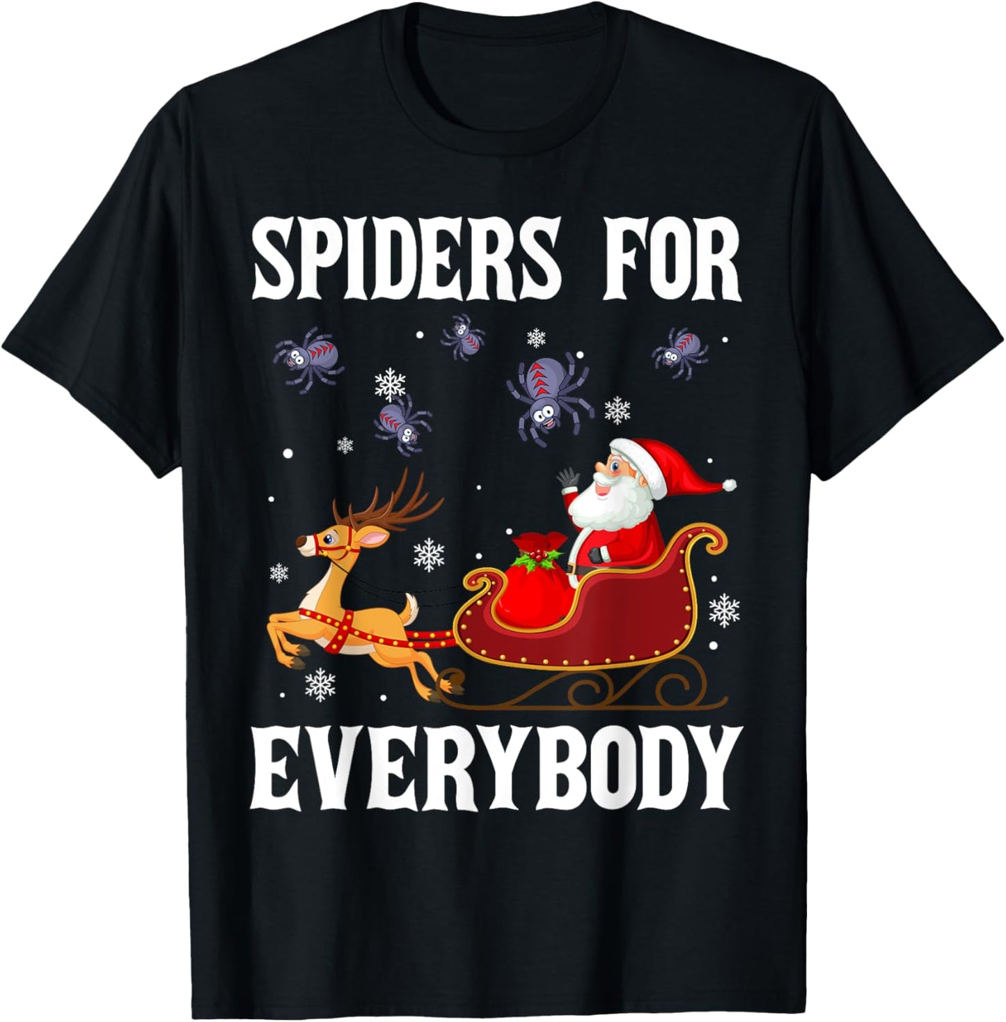 Spiders For Everybody Christmas Santa Claus Spider Xmas T-Shirt - T-Shirt | Black