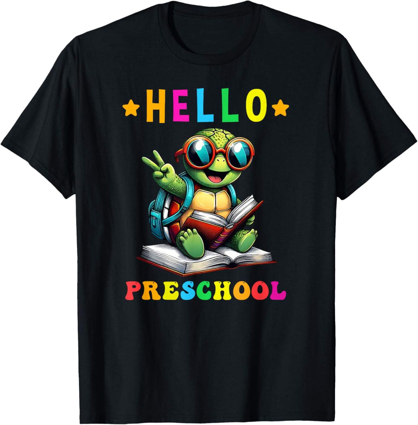 Hello Preschool Turtle Lovers Back to School Kids Boys Girls T-Shirt - T-Shirt | Black