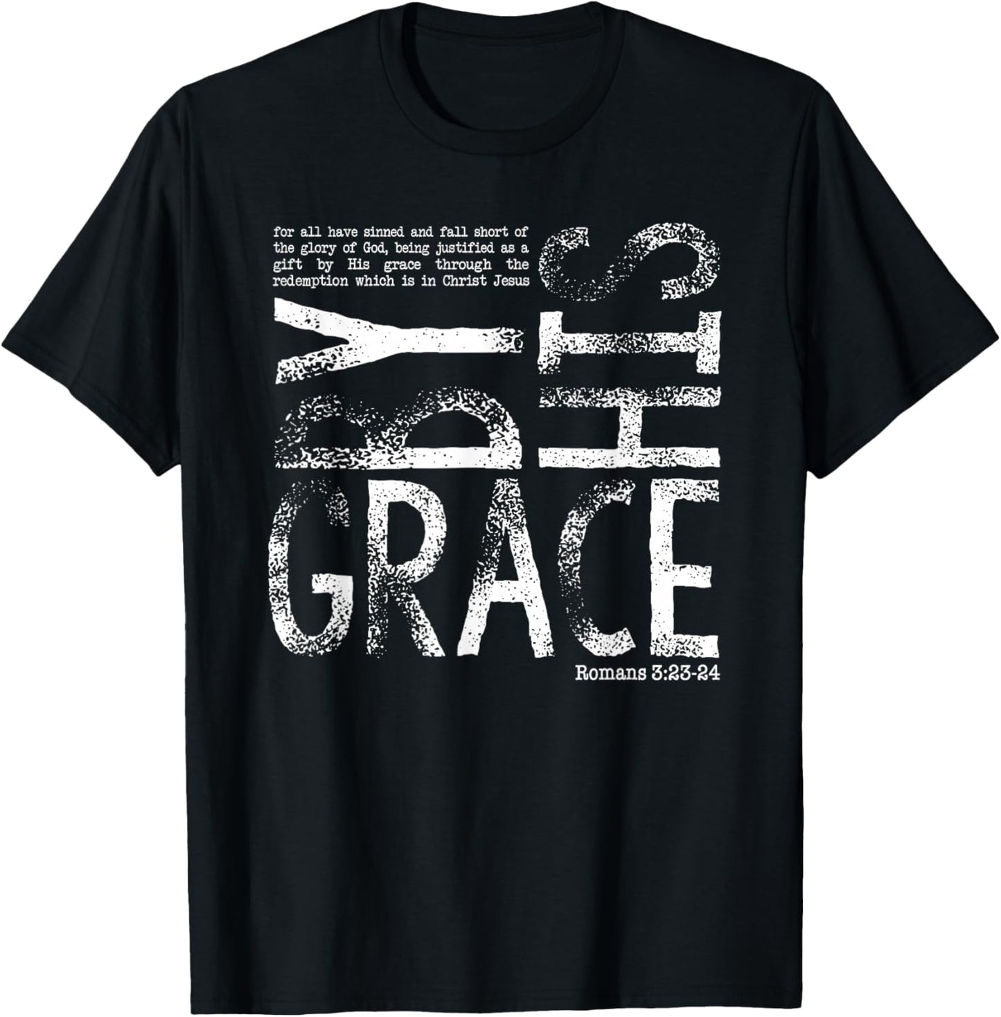 By His Grace, Saved By His Amazing Grace, Christian T-Shirt - T-Shirt | Black