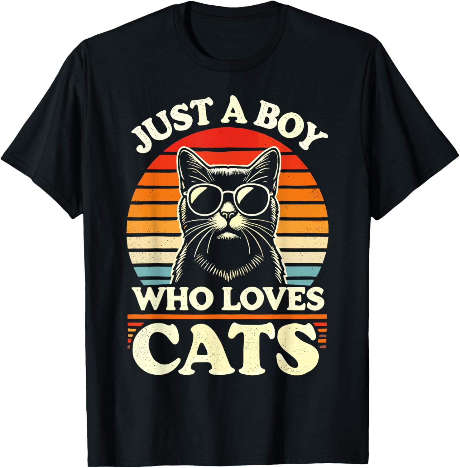 Cat Lover Just A Boy Who Loves Cats T-Shirt - T-Shirt | Black
