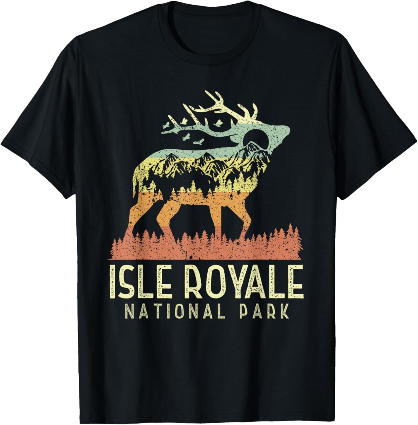 Isle Royale - US National Park Vintage Men Women Kids Retro T-Shirt - T-Shirt | Black