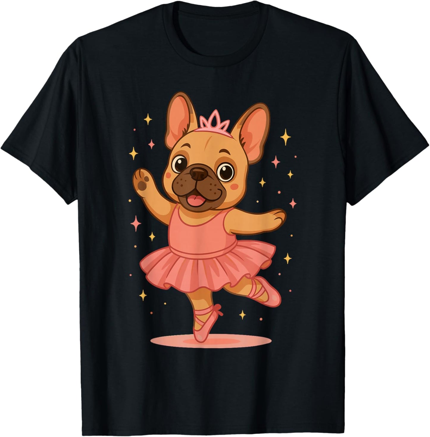 Cute French Bulldog Ballerina Tutu Dog Lover Ballet Dance T-Shirt - T-Shirt | Black