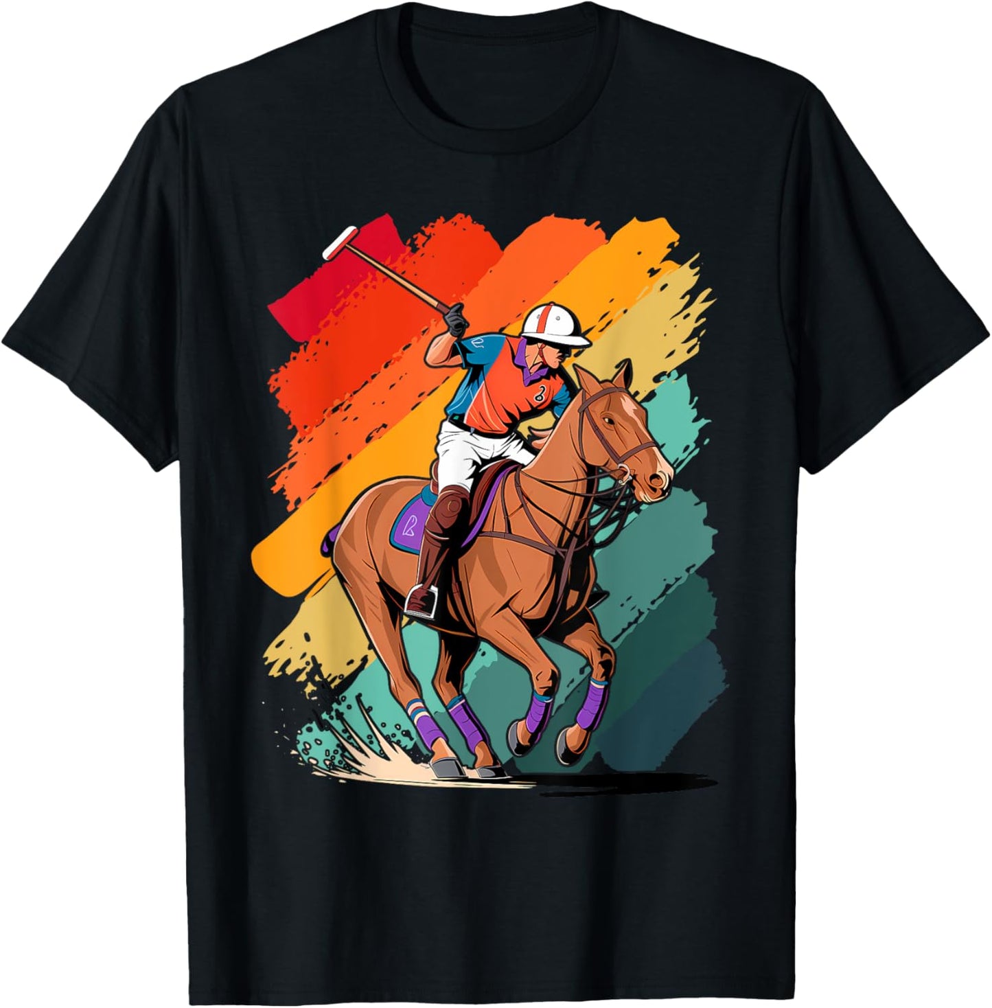 Colorful Polo player Boy on Polo T-Shirt - T-Shirt | Black