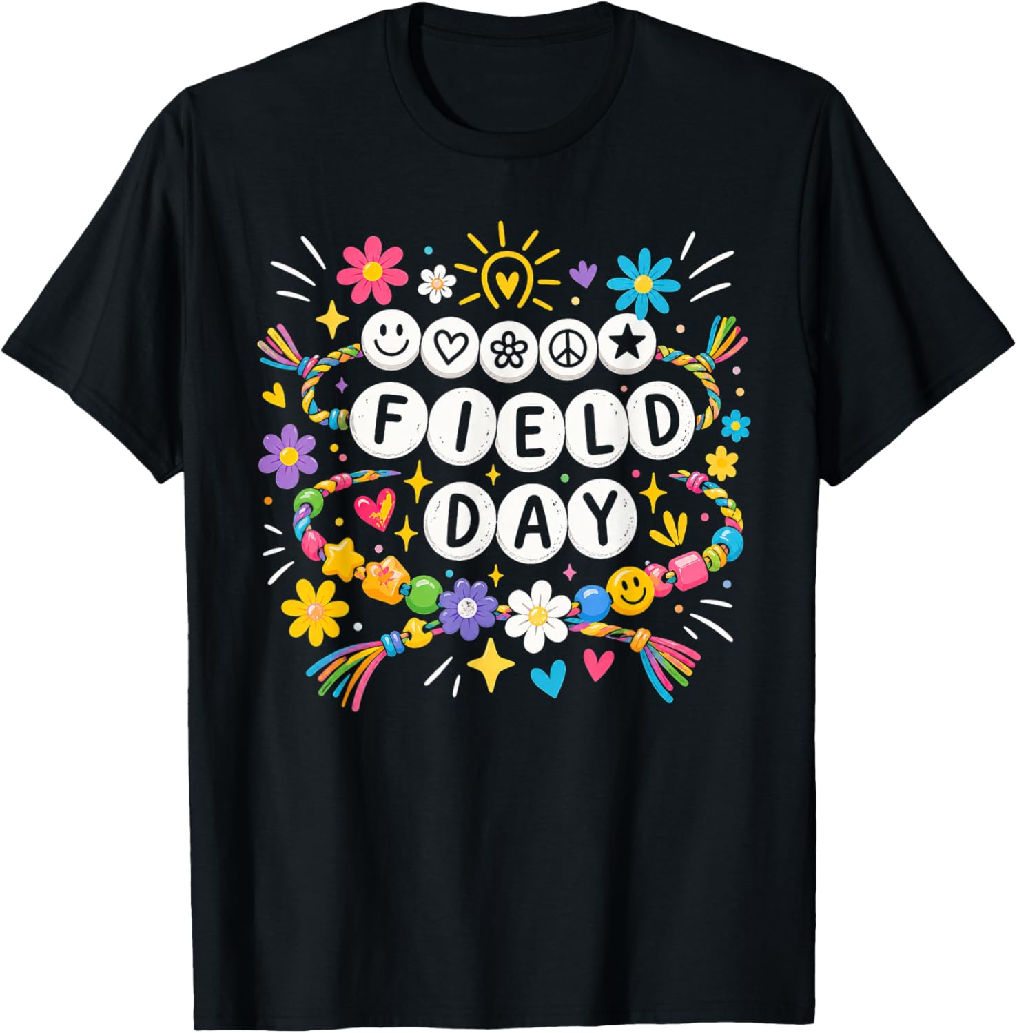Field Day Let The Games Begin Friendship Bracelet T-Shirt - T-Shirt | Black