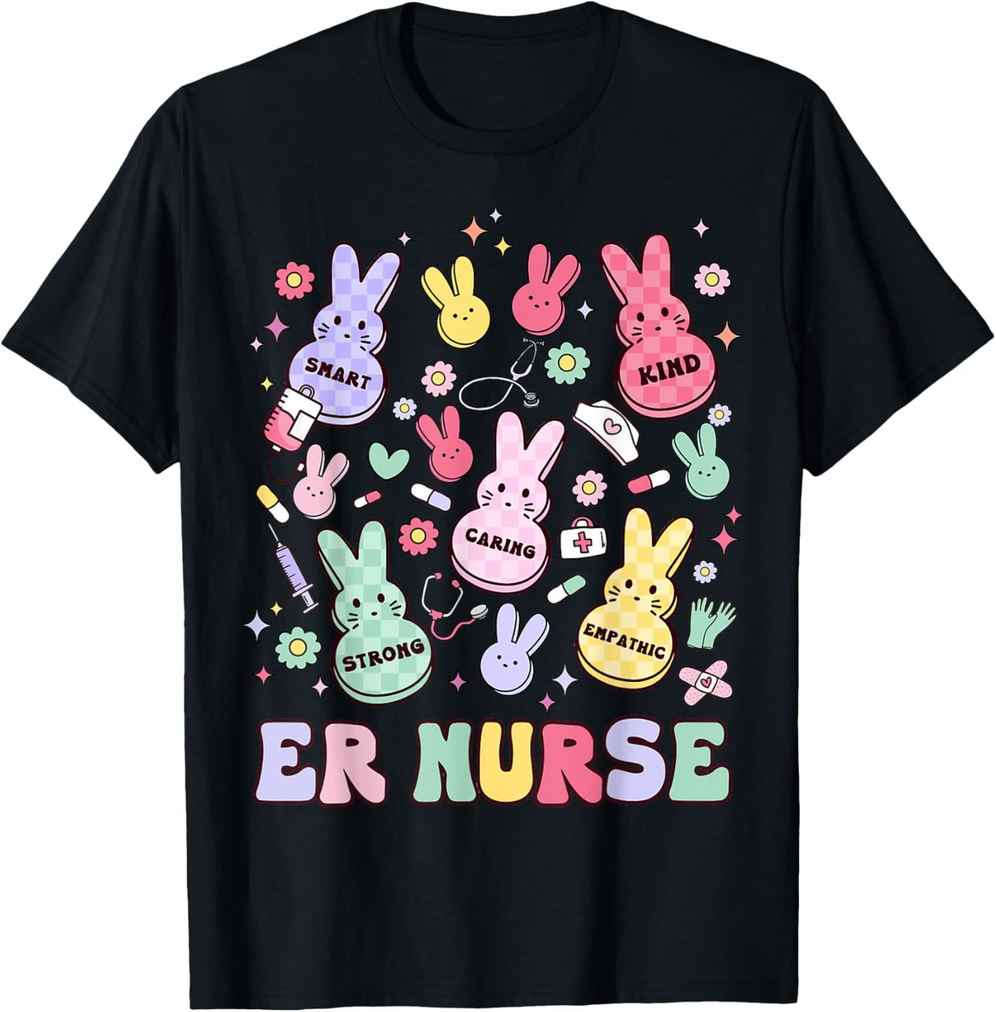 Easter ER Emergency Department Nurse Practitioner Bunny T-Shirt - T-Shirt | Black