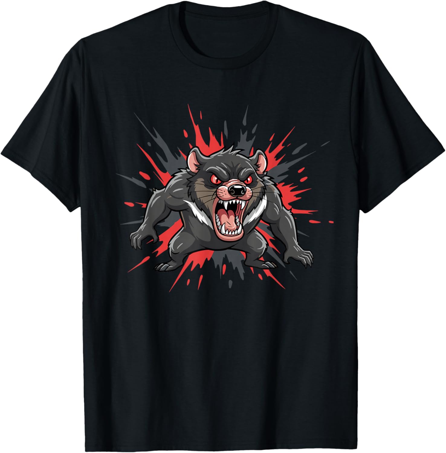 Fierce Tasmanian Devil Angry Wild Animal Mascot T-Shirt - T-Shirt | Black