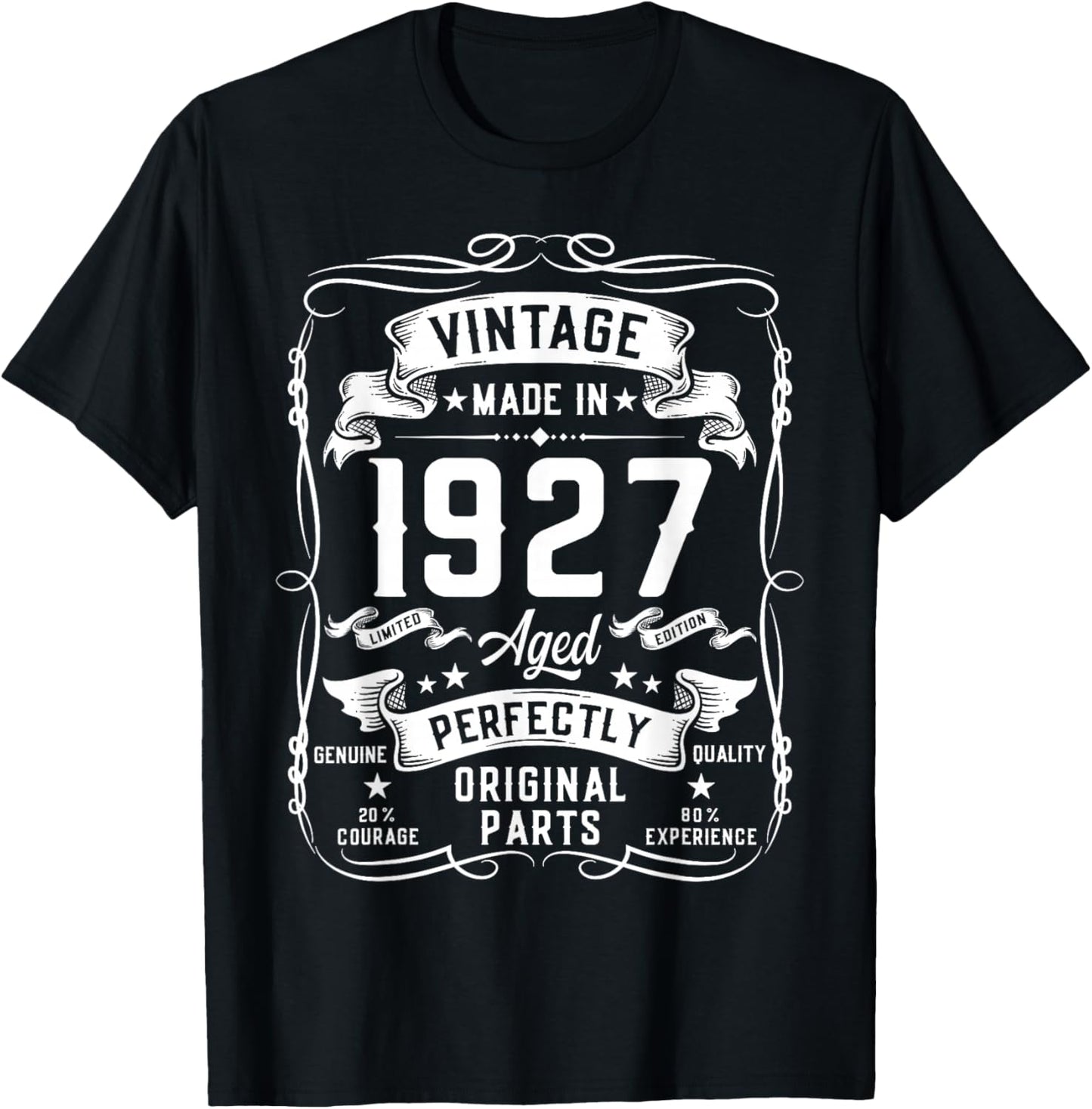 Vintage 1927 99yr 99th Birthday Gifts 99 Years Old T-Shirt - T-Shirt | Black