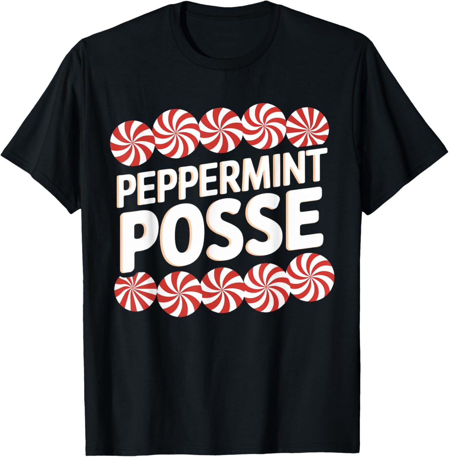 Peppermint Posse Festive Christmas Candy Theme Family Match T-Shirt - T-Shirt | Black