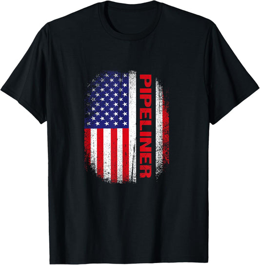 4th Of July Vintage US Flag Pipeline Welder Pipeliner Kids Men T-Shirt - T-Shirt | Black