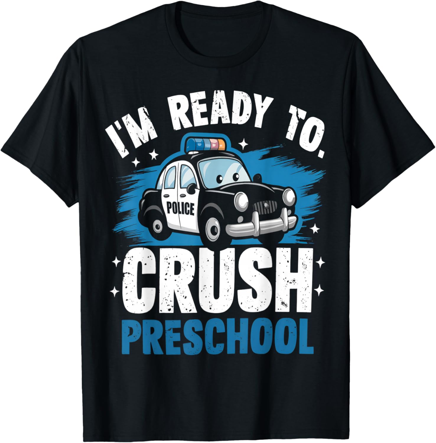 Back To School First Day Of Preschool Police Car Boys T-Shirt - T-Shirt | Black
