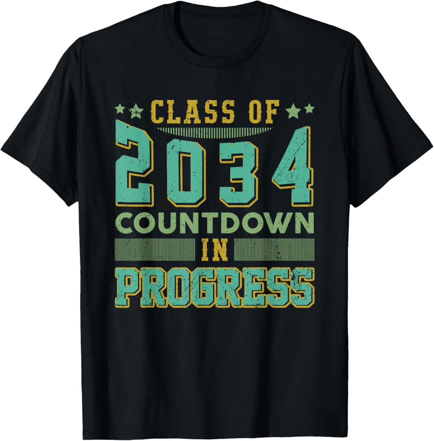 Class of 2034 Countdown in Progress Fun Back to School Retro T-Shirt - T-Shirt | Black