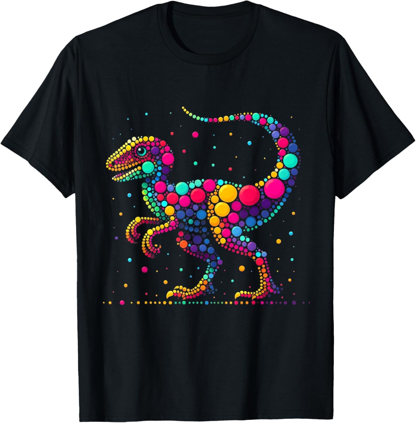 Happy Dot Day Colorful Design Polka Dot Dinosaur Boys Kids T-Shirt - T-Shirt | Black