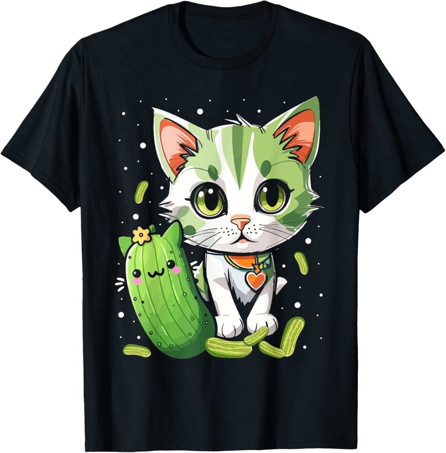 Funny Kittens vs Gherkin Pickle Cat Mom Lady T-Shirt - T-Shirt | Black