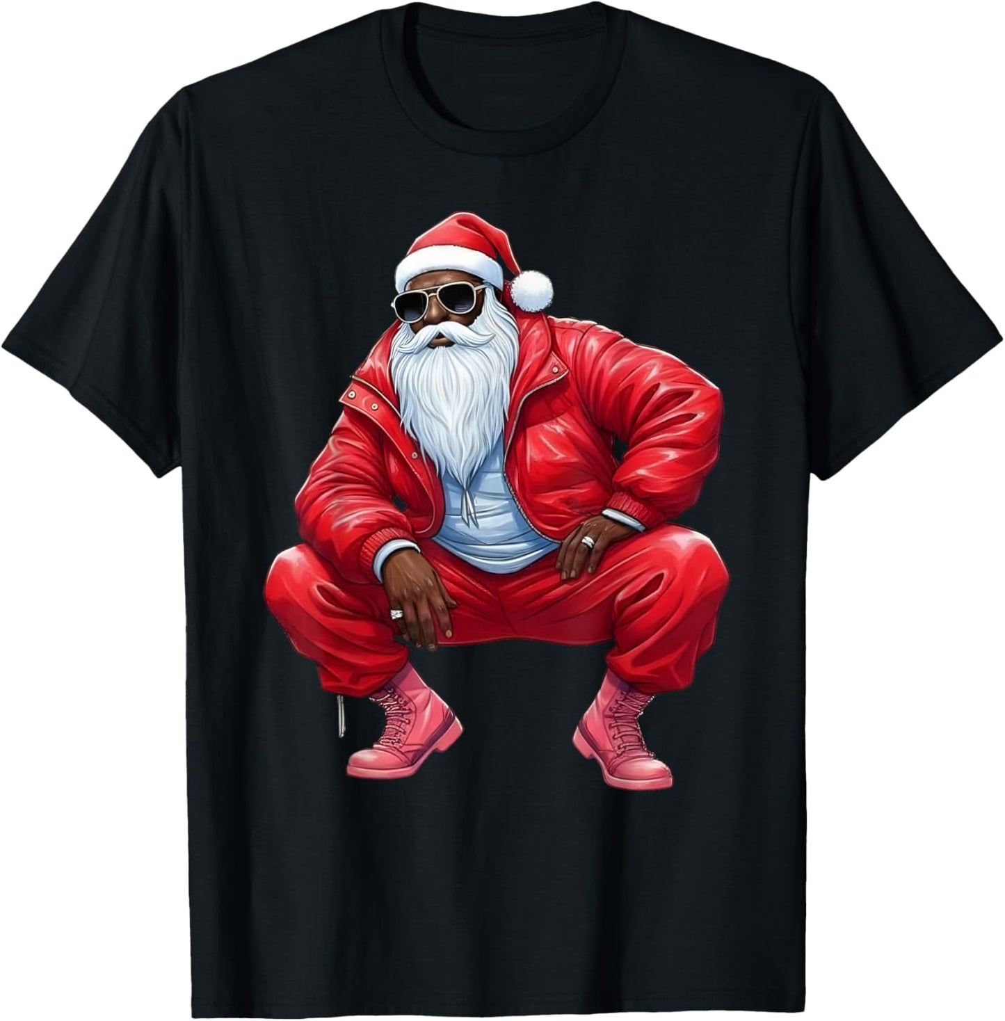 African American Christmas Xmas Afro Santa Claus T-Shirt - T-Shirt | Black
