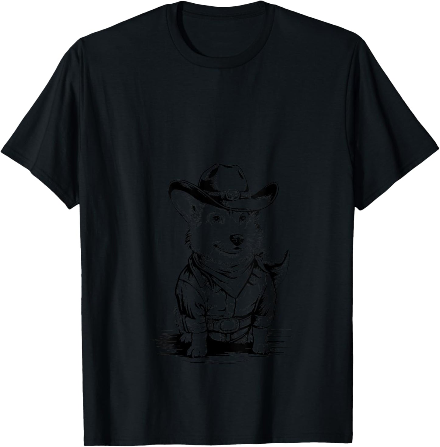 Funny Corgi Cowboy Western Corgi Lover Country Corgi V-Neck T-Shirt - T-Shirt | Black
