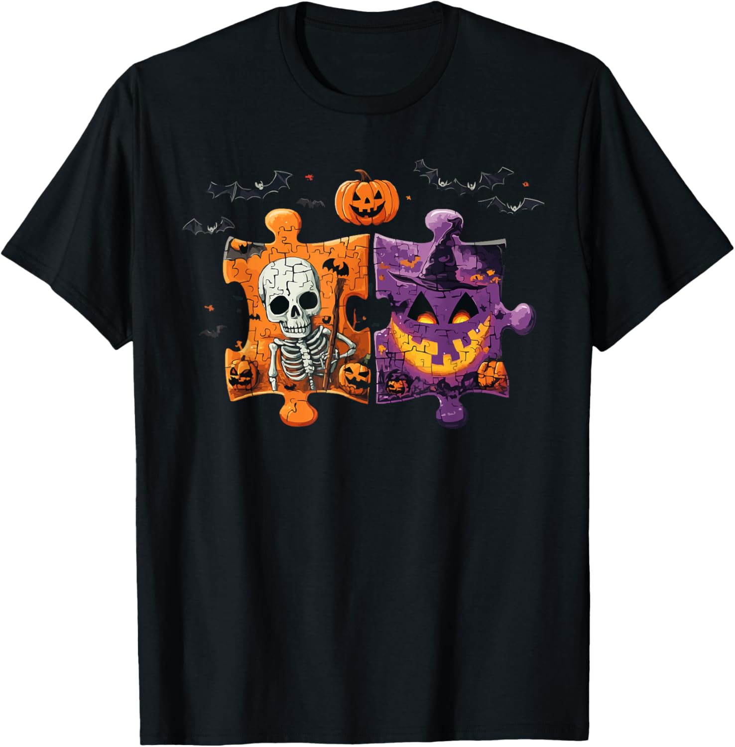 Support Autism Halloween Spooky Autistic Trick Or Treat T-Shirt - T-Shirt | Black